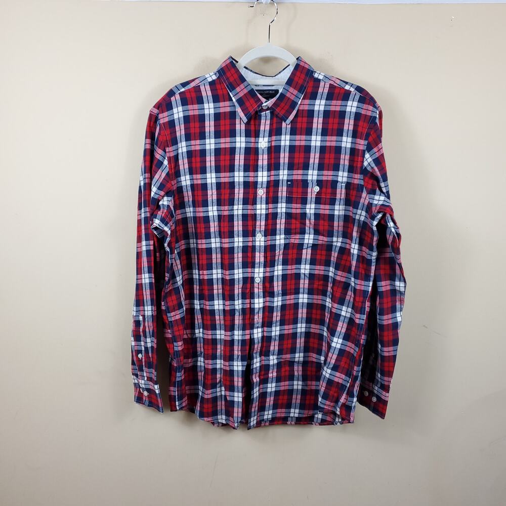 Banana Republic Plaid Standard Fit Button Up Shirt Size L
